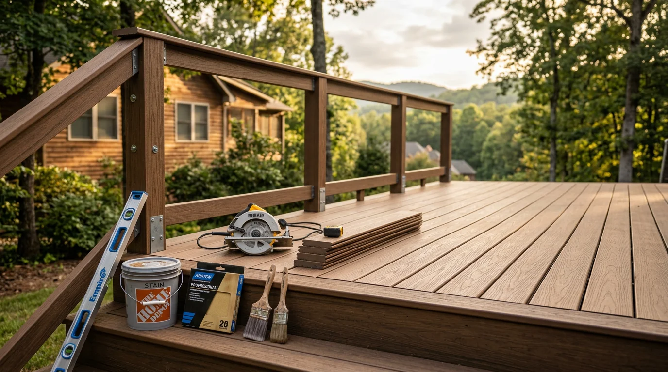 Deck repair and maintenance work in progress